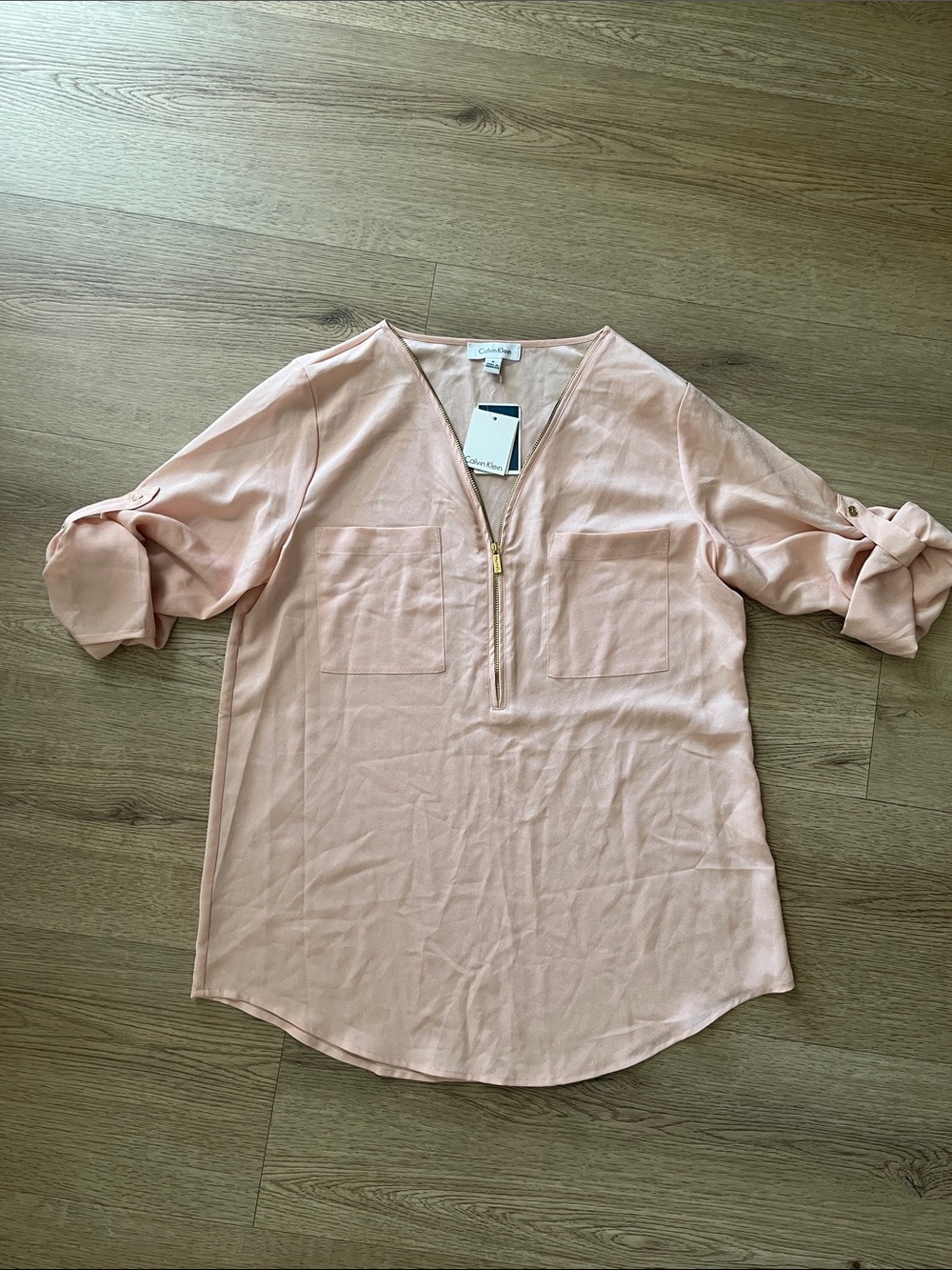 Calvin Klein Light Blush Zip V-Neck Tunic
